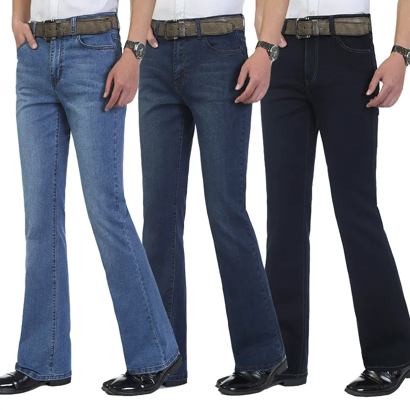 Мужская повседневная стрейч тощая середина талии вспышки джинсов брюки брюки ботинок нарезанные брюки мужские стрит одежды весна 2020 новая распродажа
