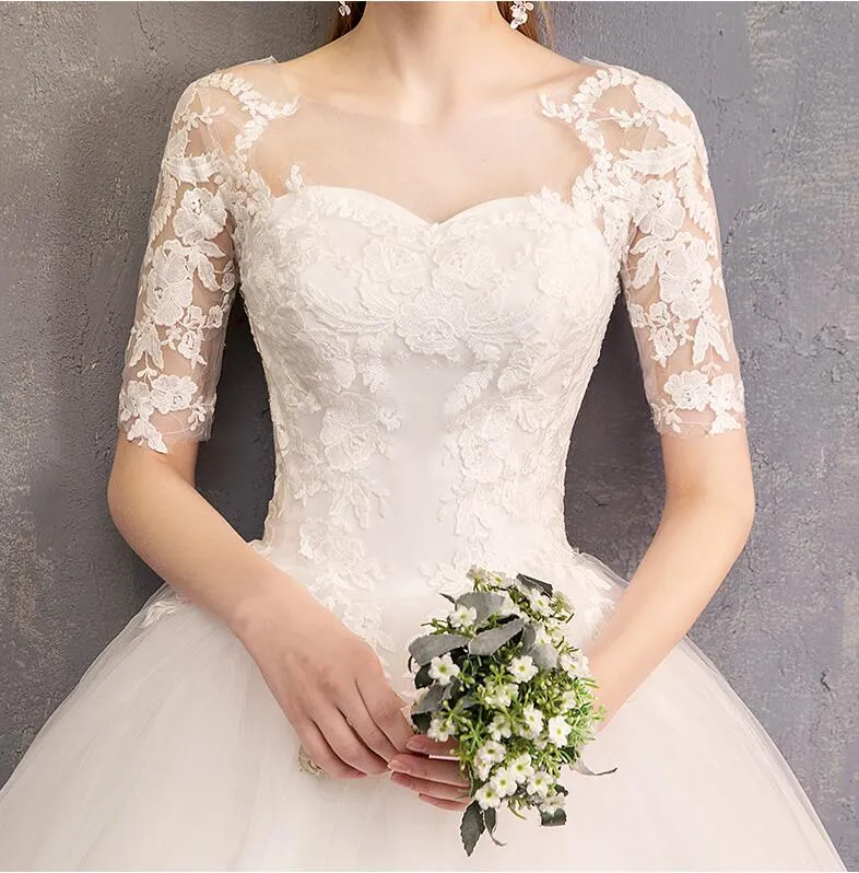 Wedding Dress Fashion Slim White A Line Lace Applique Long Sleeves Custom Made Beautiful Fashion Sexy Wedding Dress
