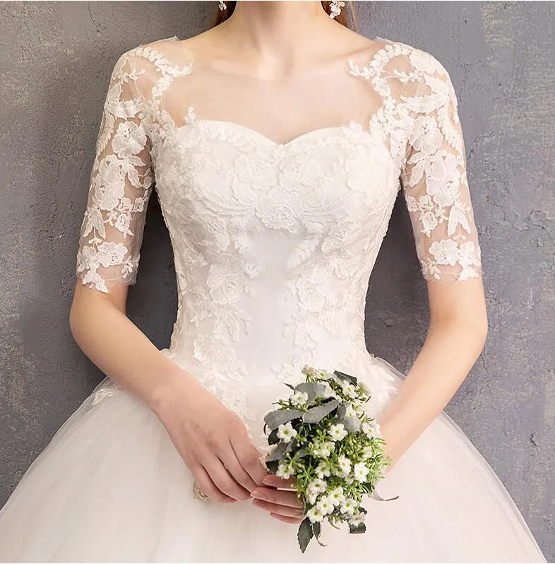 long sleeve embroidered organza wedding dress ZAPAKA Women Ivory Long Wedding Dress with Embroidery Tulle Long Sleeves Bridal Dress, Ivory / US8