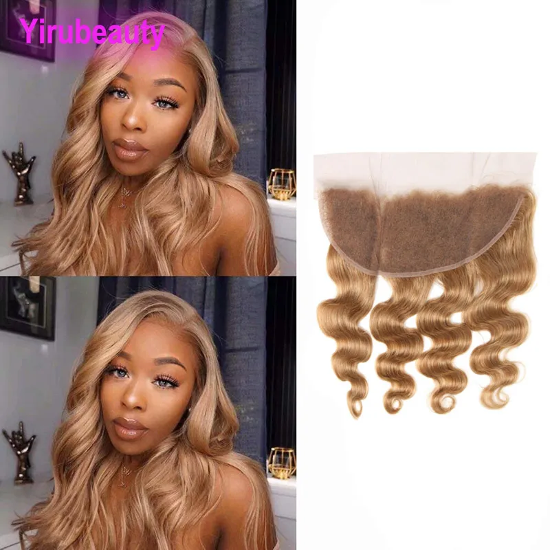 Malaysisches Echthaar, 13 x 4, Lace-Frontal, gewellt, reines Haar, 27 # Farbe, vorgezupft, 13 x 4 Fronten, Yirubeauty