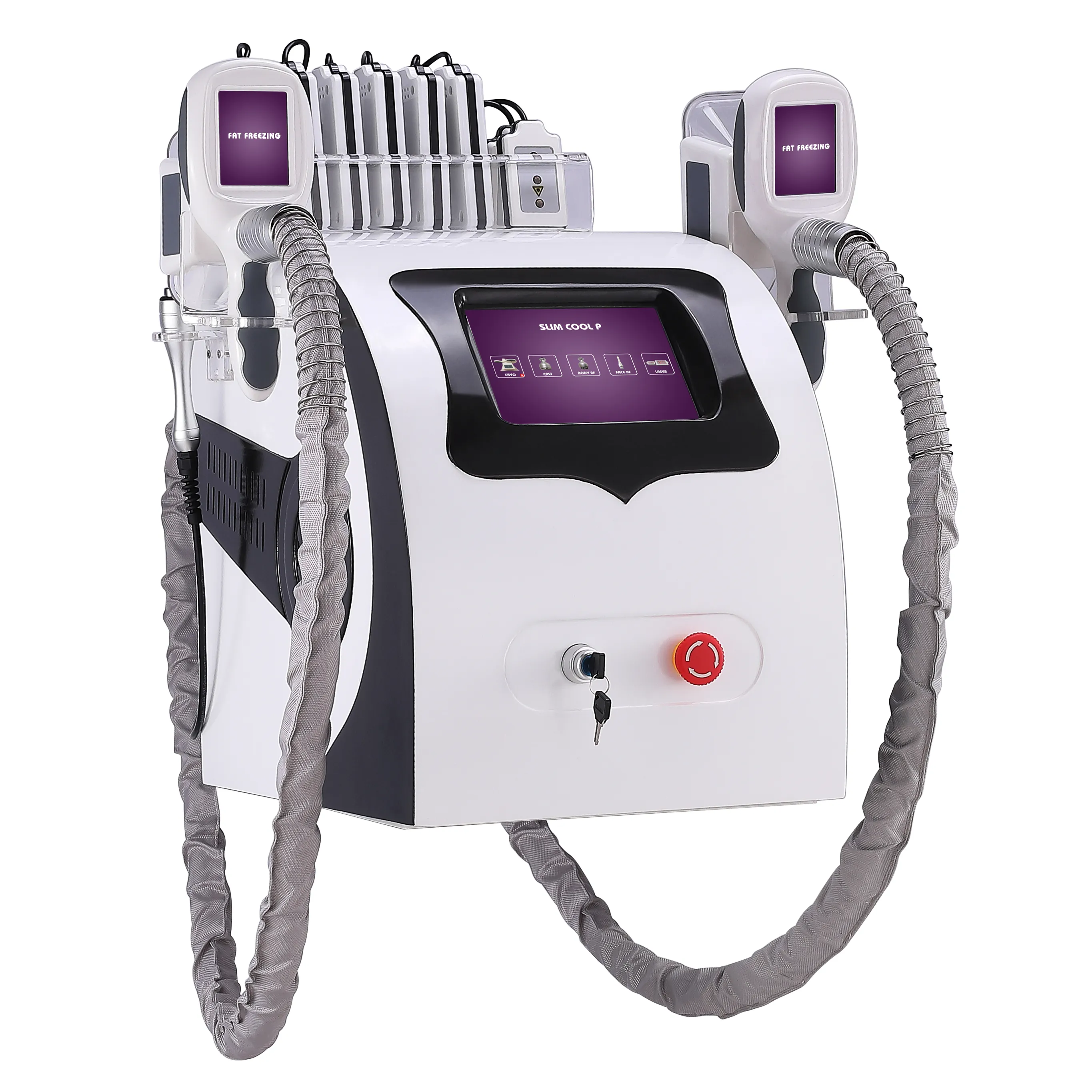 Cryolipolysfett Frysning Slimming Machine CE 2 Cryo RF Cavitation Lipo Laser 5 i 1 Viktminskning Skönhetsutrustning