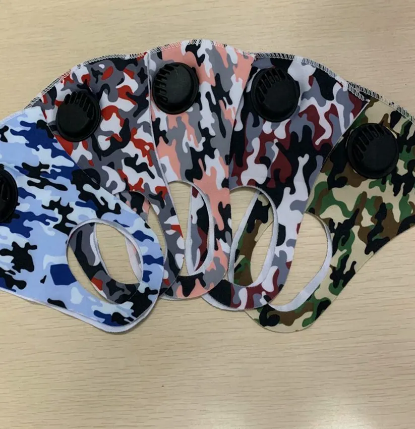 camouflage face mask adult Outdoor Anti-dust Cycling Facemask Washable Face Cover Sports Camo breather valve Face MaskS LJJK2365
