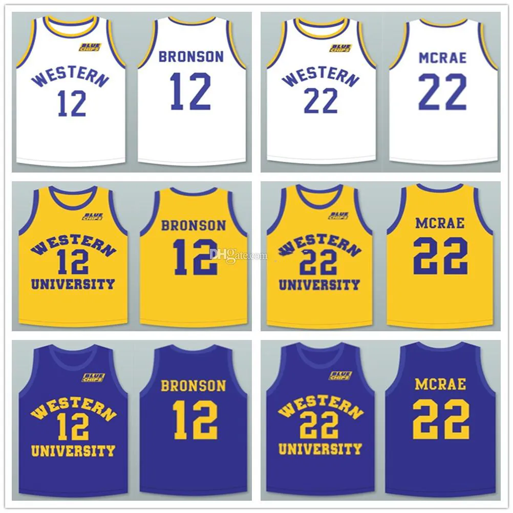 Action Bronson 12 Basketball Jersey Anfernee Hardaway Butch Mcrae 22 Western University Blue Chips Retro Men's Ed Custom Name Jerseys