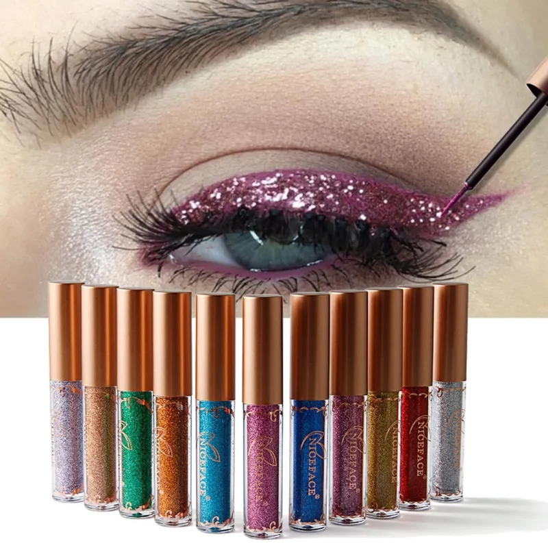 Glitter Eyeliner Makeup Shining Cosmetics 12 Colors Shimmer Metallic Eyeliner Liquid Lady Eye Makeup Beauty Tool