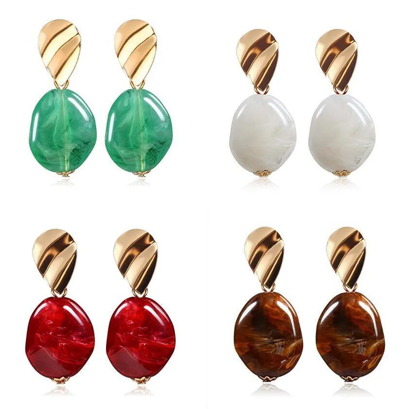 Simple Geometry Oval Acrylic Pendant Earrings Dangle Irregular Charm Earring Women Designer Jewelry Statement Gifts 4Colors