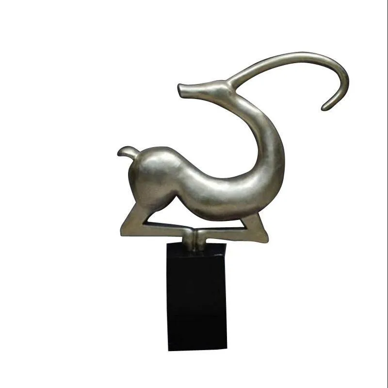 Sculpture de cerf d'art moderne artisanat Style ménager brillant avec placage de métal pour la décoration d'entrée