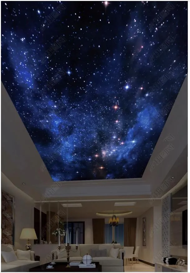 Wholesale-Interior Ceiling benutzerdefinierten Foto 3d Decke Wandbild Tapete Schöne Sternenhimmel HD Fantasy Zenit Decke Wandbild