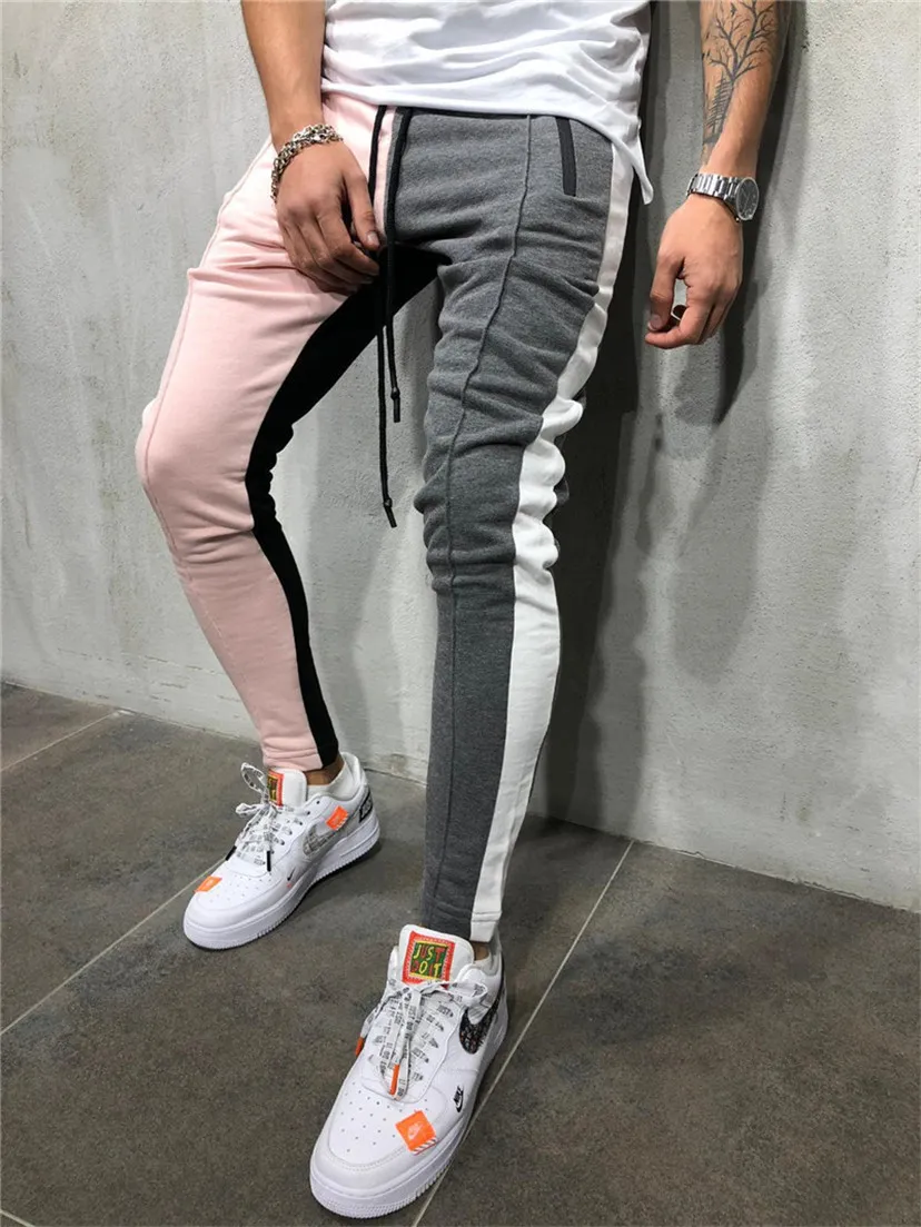 Slim Fit Striped Slim Sweatpants With Color Block Patchwork Slim Fit Striped Slim Sweatpants With Color Block Patchwork