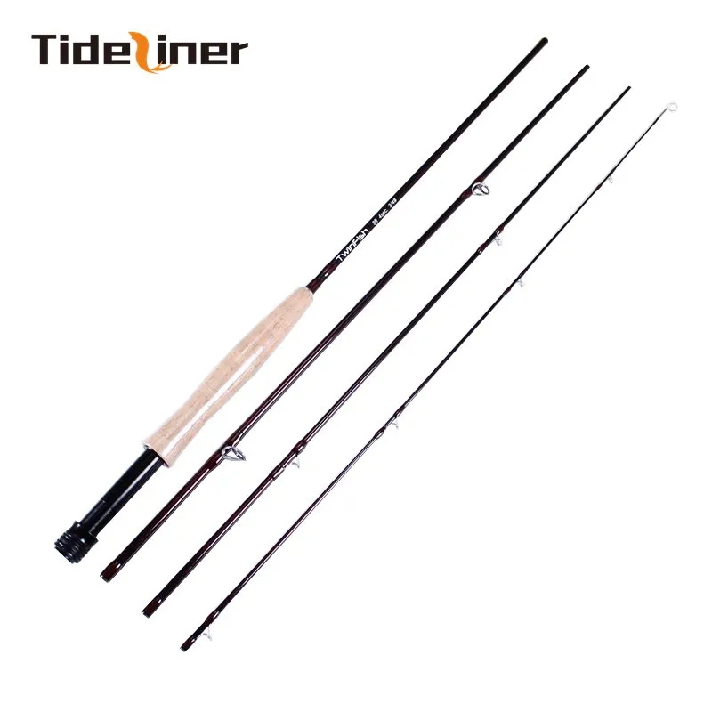 Tideliner Fly Fishing Rod Carbon Fiber Spinning Rod 2,4m 8ft 3/4 # Flygstänger 4 Segment Cork Hantera långsam handling Fiskehandtag