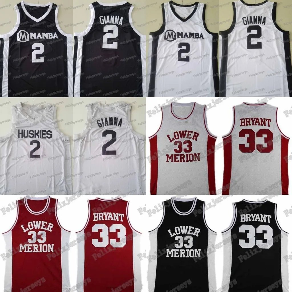 NCAA UCONN Huskies Special Tribute College Gianna Maria Onorde 2 Gigi Mamba Lower Merion # 33 Bryant Middelbare school Memorial Basketball Jerseys voor Mens Dames Jeugd