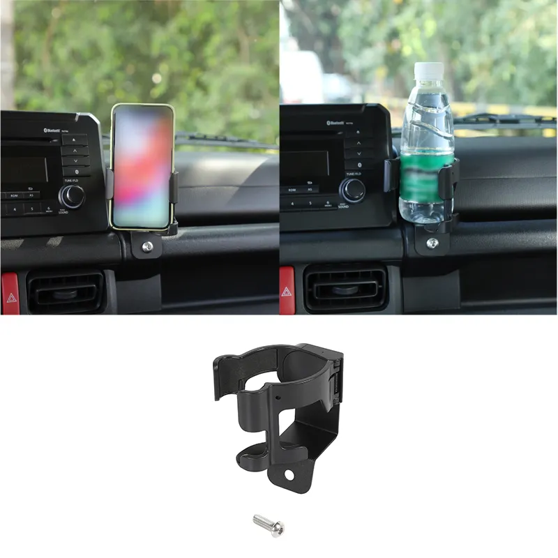 Porta bicchiere d'acqua ABS nero multifunzionale del telefono mobile per Suzuki Jimny 2019 UP Accessori auto Interni