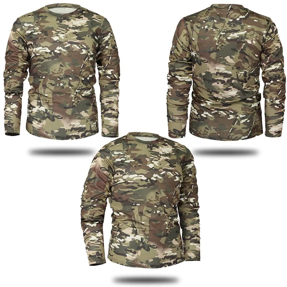 MeGe Brand Clothing New Autumn Spring Män Långärmad Taktisk Camouflage t-shirt Camisa Masculina Snabb torr militär armé trend
