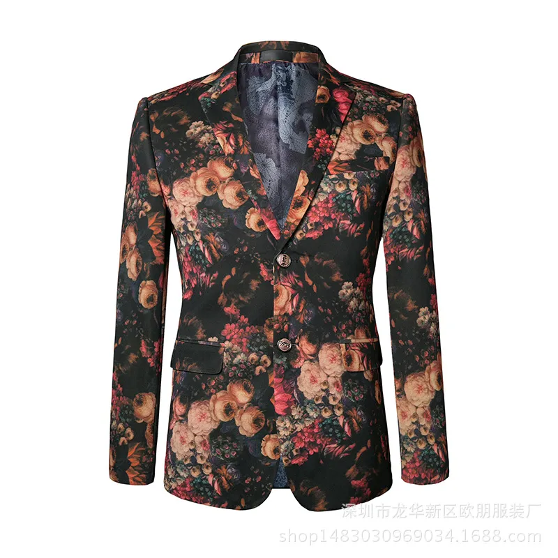 Rood Bloemen Patroon Bruiloft Tuxedos Summer Beach Mens Suits Young Man Casual Prom Party Blazer In Stock One Piece