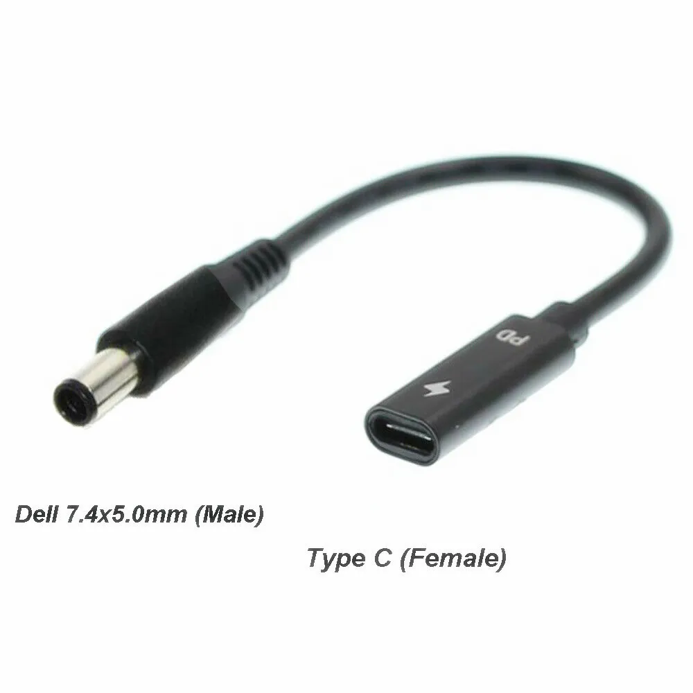 10pcs/lot 소비 전자식 케이블 와이어 PD 빠른 충전 USB-C/Type-C 여성에게 DC 7.4x5.0x0.6mm Dell Alienware M11X, M11X R2, M11X R3 노트북 참고 용 전력 충전 케이블