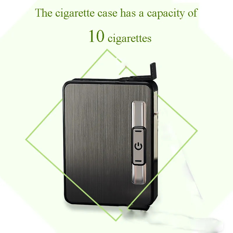 Étui à cigarettes créatif avec briquet de charge USB coupe-vent automatique cigarette pop-up briquet électronique accessoires de fumer portables