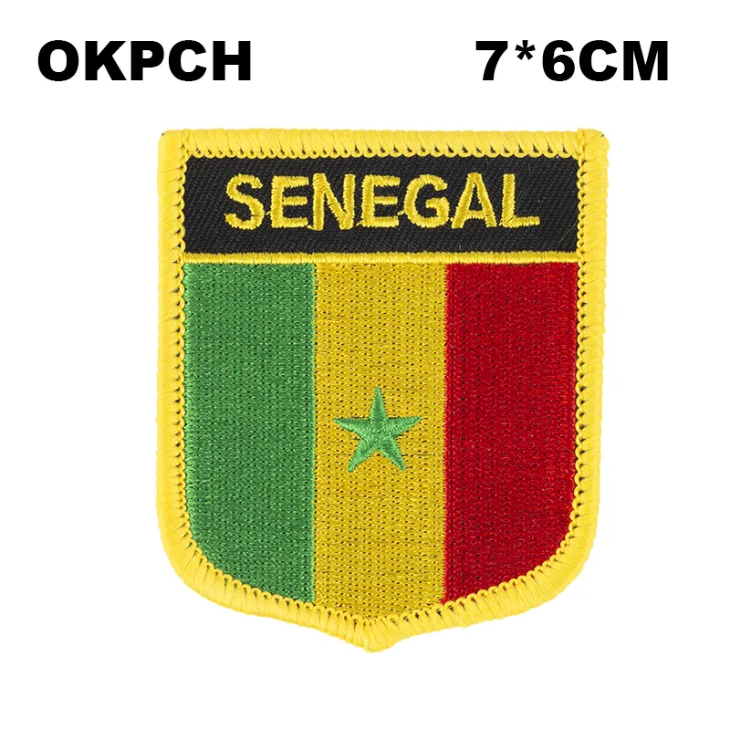 Ricamo bandiera Senegal toppa termoadesiva toppe ricamate distintivi per abbigliamento PT0154-S