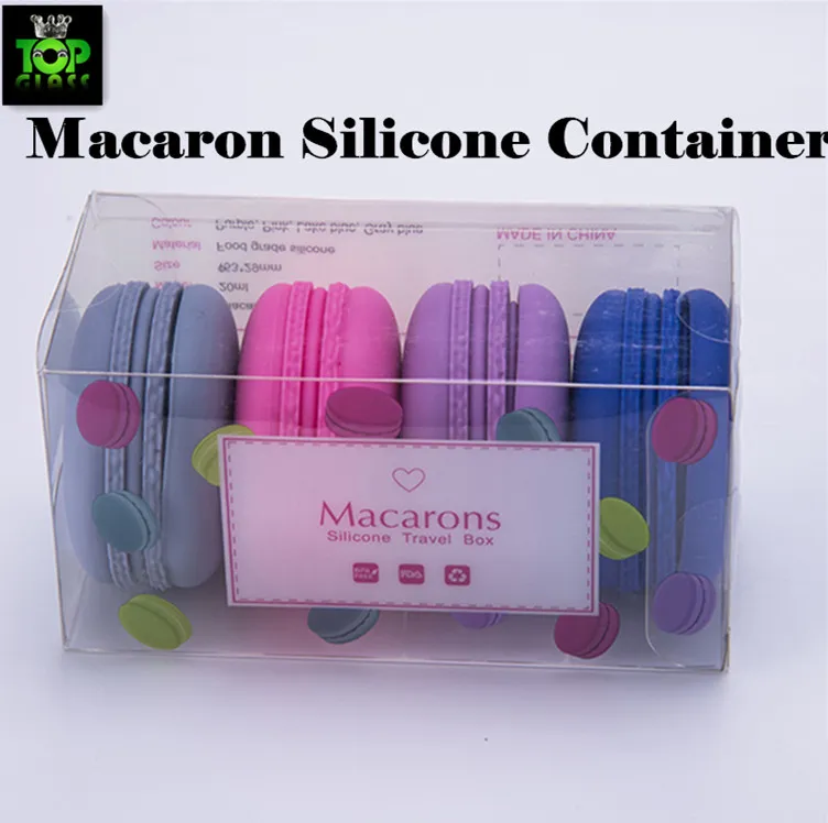 Macaron Contenitore in silicone Dia 53mm 4 pezzi per scatola Contenitori in silicone Contenitori per cera Dabs Contenitori per erbe secche FDA Contenitori in silicone Box Vaporizzatore