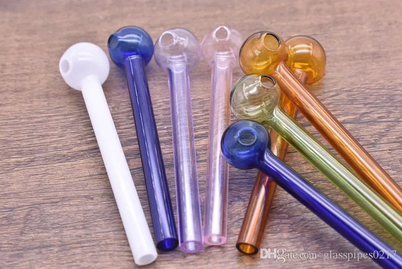 Wholesale Glass Oil Burner Pipe Mini Spoon Hand Pipes Colorful thick Pyrex Oil Burner Smoking tobacco Pipes cheapest price on dhgate