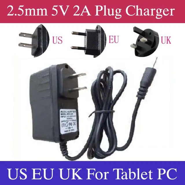 5V 2A DC 2.5mm EU US UK Plug Converter Charger Power Adapter voor Tablet PC AllWinner A23 A13 Q88 MQ50