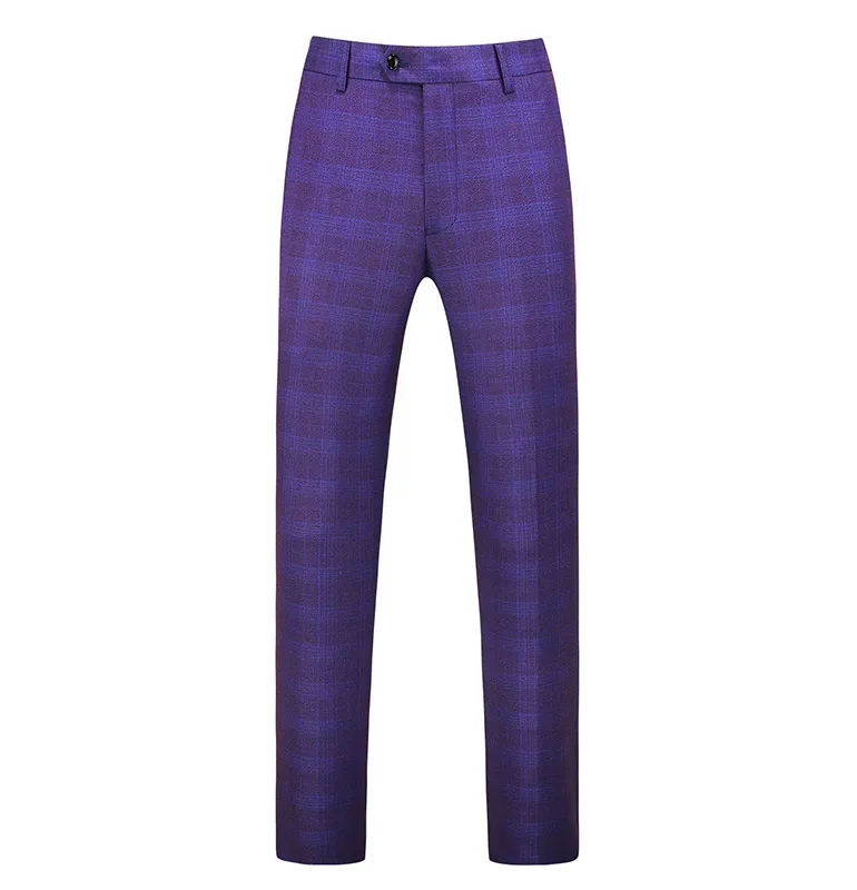 Men's Suits & Blazers Gwenhwyfar Purple Plaid Men Suit Pants Spring Male Dress Business Office Resistant Big Size Classic Trousers