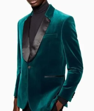 Özelleştirmek Bir Düğme Kadife Damat Smokin Çentik Yaka Erkek Takım Elbise 2 Parça Düğün / Balo / Akşam Yemeği Blazer (Ceket + Pantolon + Kravat) W682