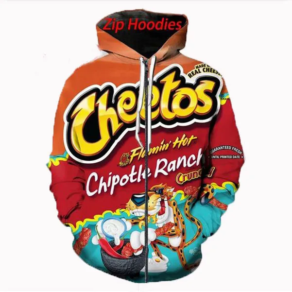 Flamin Hot Cheetos Felpa con cappuccio Felpe con cappuccio Uomo Donna 2020 Manica lunga All Over Stampato Pullover Felpa con cappuccio Top Casual Felpe con cerniera 3D Taglie forti S-7XL