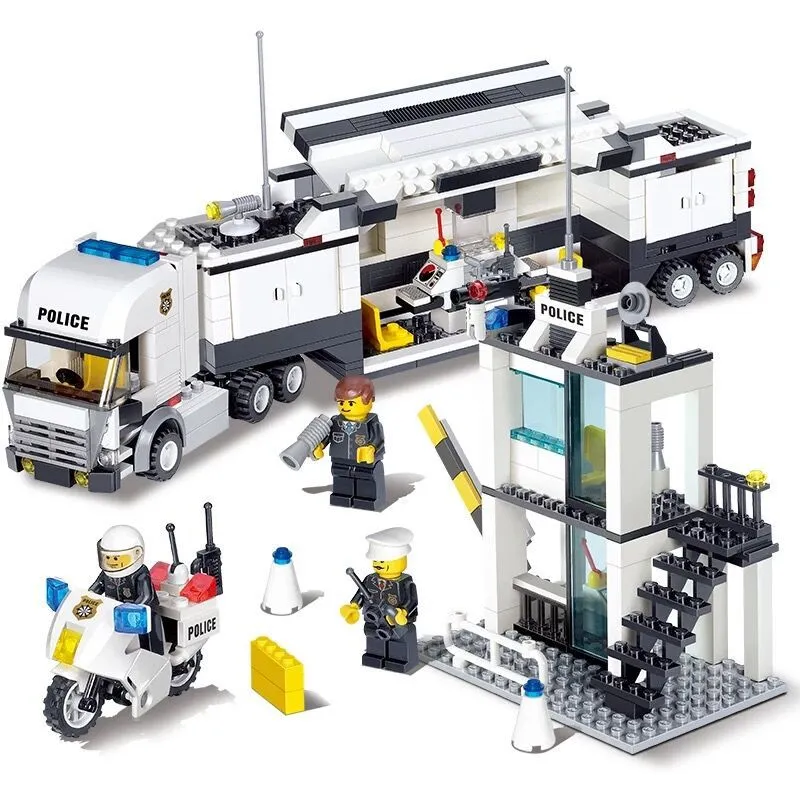 KZ Building Block Model Toys, SWAT Truck, Motorcycle, Police Command& Antiriot Center, Diversified Combination, Kid Birthday Christmas Gifts