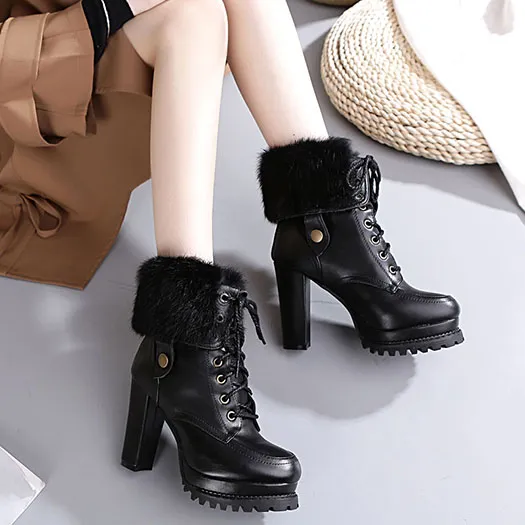 Winter Fashion Women's Shoes Breathable Wedges Thick-soled Retro Lace-up  Combat Boots Womens Black Wedge Boots Wide Calf Black Boots for Women No  Heel Wide Calf - Walmart.com
