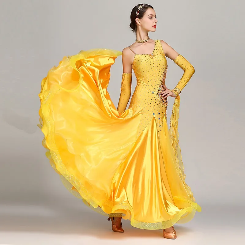 2019 Dancewear Yellow Standard Ballroom Dress Woman Ballroom Dance