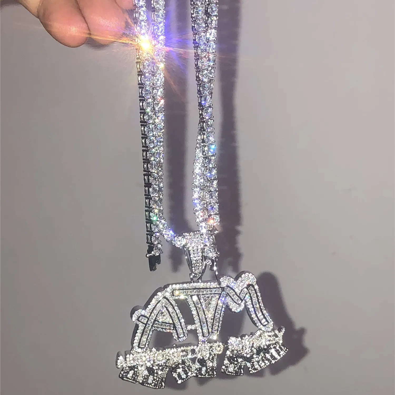 Bubble letter diamond necklace hotsell