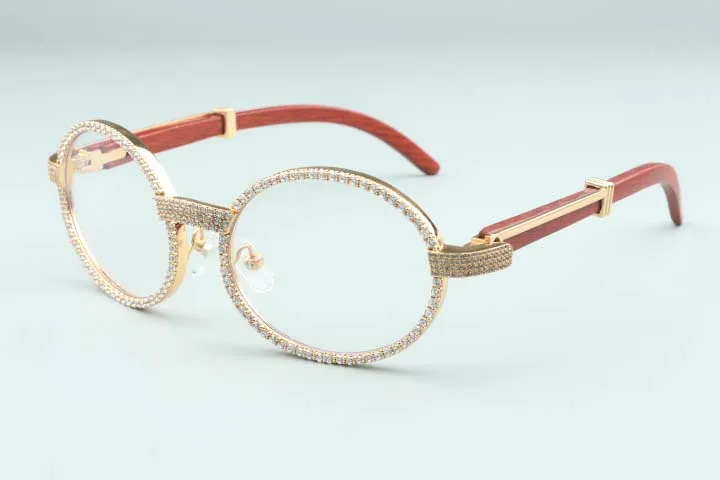 نظارات الماس الخشبي الطبيعي 7550178-B جودة عالية الجودة بالكامل مع إطار نظارات الماس: 55-22-135mm