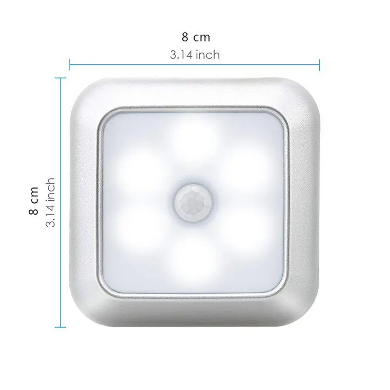 6 LED Night Light Battery Powered Motion Sensor Light Step Stair Closet Light for Home Kitchen Hallway Cabinet Closet Stairs Bathroom