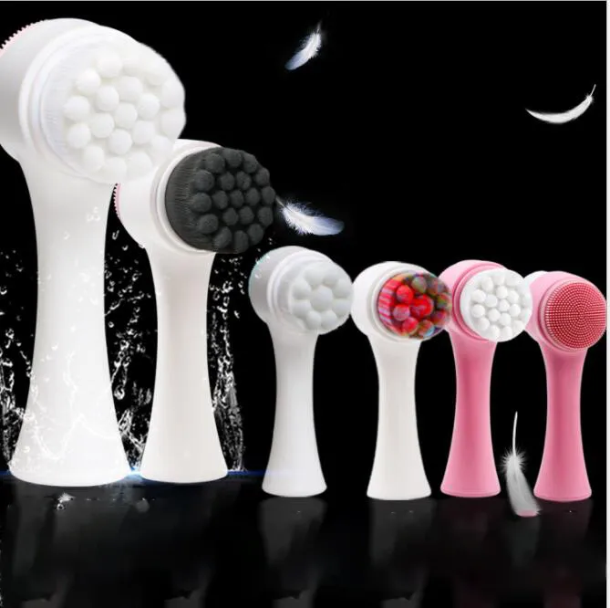 Wholesale Double Sides Silicone Facial Cleansing Brush 3D Face Cleaning Massage Tool Multifunctional Silicone Facial Brush