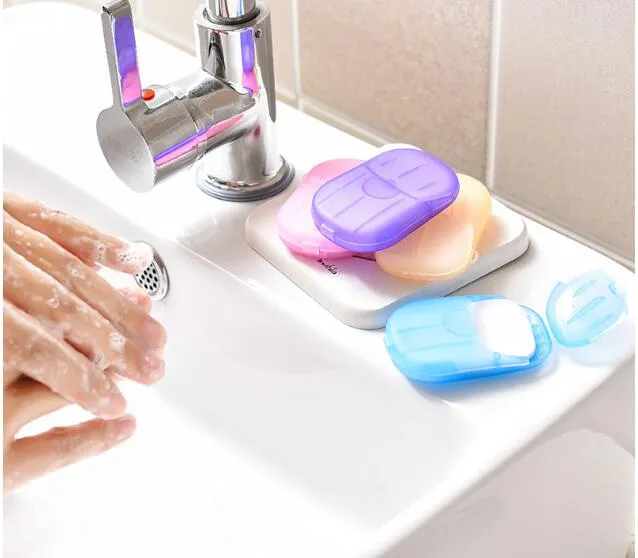 20pcs/pudełko Mini Mydło podróżne papierowe mycie ręczne wanna czyszczenie przenośne spożywane mydło Papier pachnące prześcieradła XB1