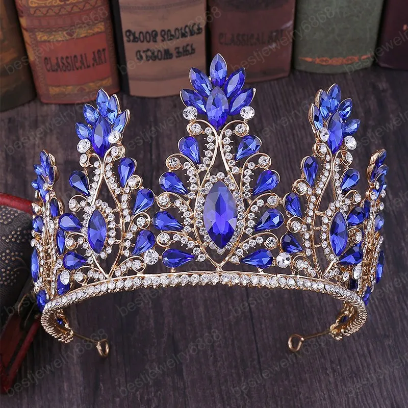 Perline di cristallo oro di lusso Diademi nuziali e corone a goccia strass diadema copricapo gioielli per capelli accessori per capelli da sposa