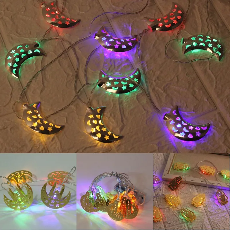 Islamic Eid Decor Ramadan Moon Castle Decoration Light String Eid al-Fitr 10 LED String Light Ramadan Festival Home Decor