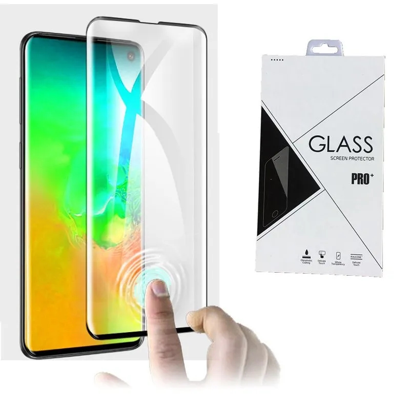 Obsługa odcisków palców Ublokuj 3d Curved Harted Glass Ekran Protector dla Samsung Galaxy S10 S10 Plus 220 sztuk w pakiecie detalicznym