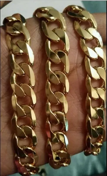 115g HEAVY 12 5MM 18K Gold Filled Bracelet Collier 22 Chaîne Set289i