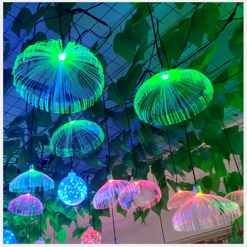 Открытый светодиодный медуз волоконно-оптические красочные светлые подвесные огни гостиной ресторана дома декор свадьбы неоновый знак водонепроницаемый IP66 10 шт.