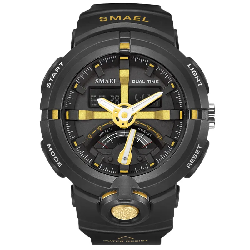 Smael Electronics Watch Smael Brand Men's Digital Sport Watches Male Clockデュアルディスプレイ防水ダイブダイブホワイトRelogio 1637217A