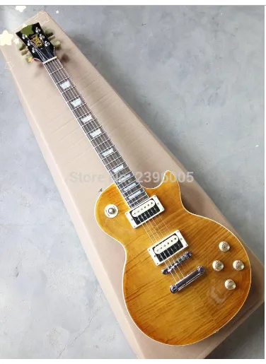 Couverture en érable rayé de guitare tigre de vente chaude, signature de guitare Slash sur la poupée livraison gratuite de haute qualité Custom shop