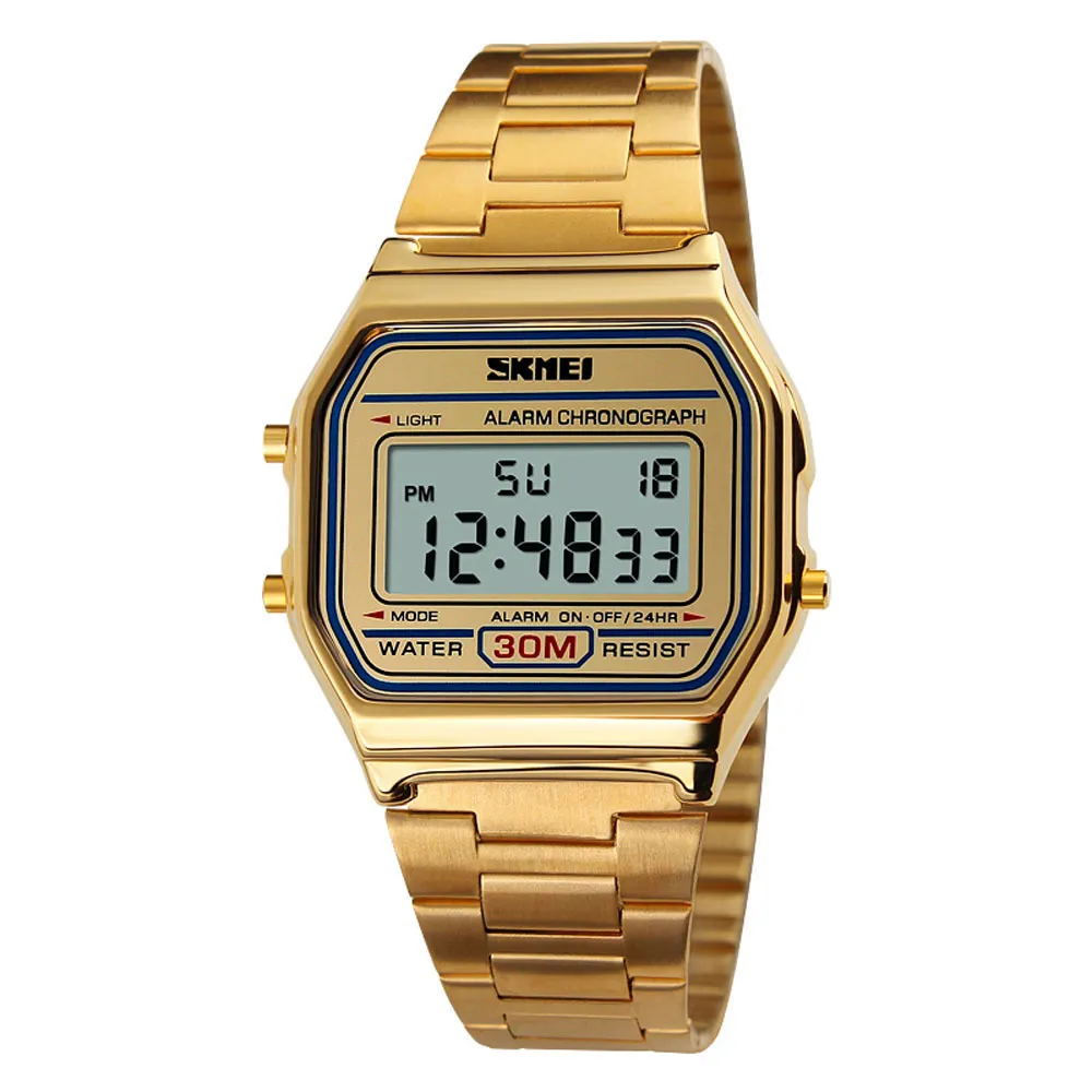 Skmei 1123 Orologio digitale a led Orologi sportivi da uomo Orologio da polso impermeabile da uomo in acciaio inossidabile Relogio Masculino Orologio da polso sportivo Y19052103