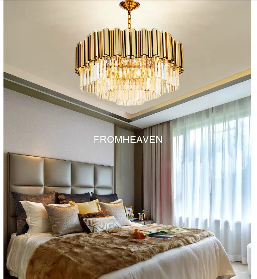 Nordic Kristall Anhänger Lampe Moderne Goldene Edelstahl Küche Esszimmer Anhänger Licht Restaurant Schlafzimmer Wohnzimmer Hängen Lampen