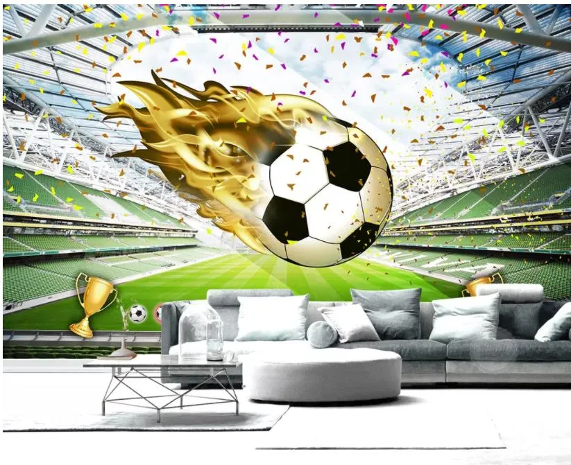 Fußballplatz 3d Hintergrund Wand Dekorative Malerei Modern Tapete Für Wohnzimmer