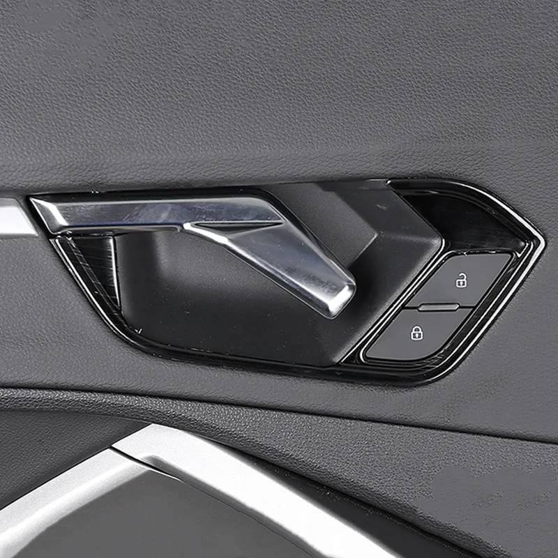 Pegatinas de marco decorativo para manija de puerta Interior de estilo de coche para Audi Q3 2019, accesorios interiores de pomo de puerta de acero inoxidable
