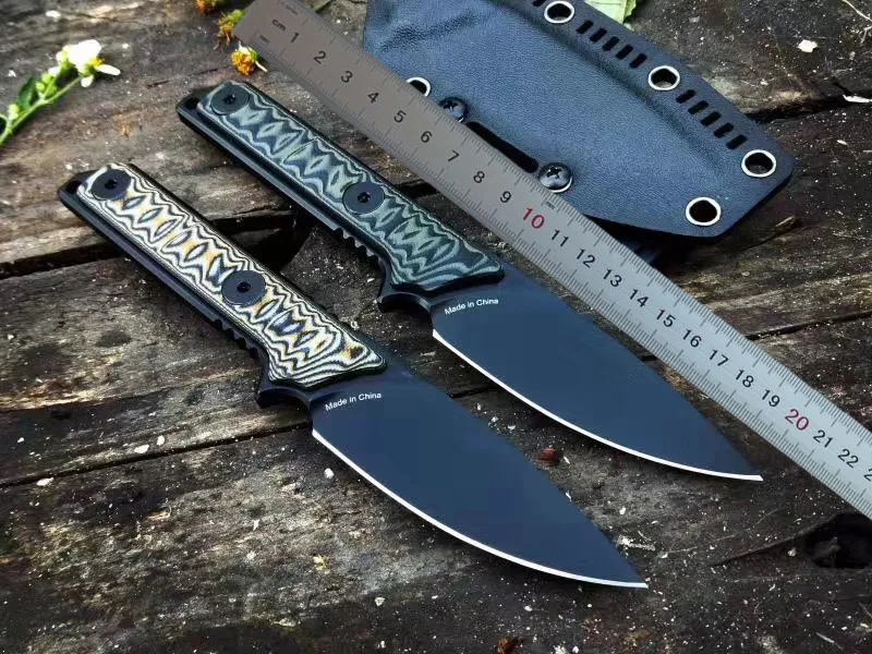 1 шт. Высокое качество TAD Выживание Прямой нож A2 Black Titanium Cline Blade Full Tang G10 Ручка с фиксированным лезвием Ножи с Kydex