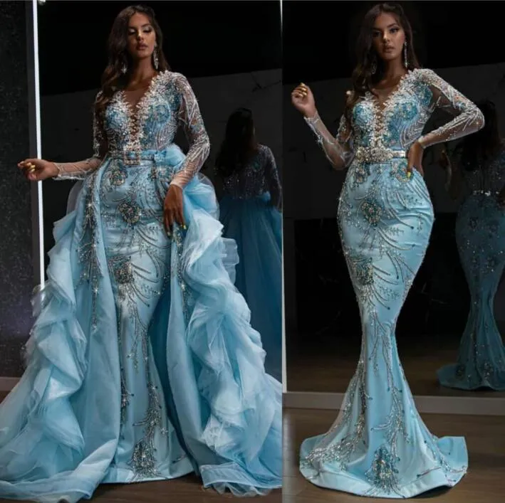 Vestido de noite yousef aljasmi kim kardashian sereia azul-deco