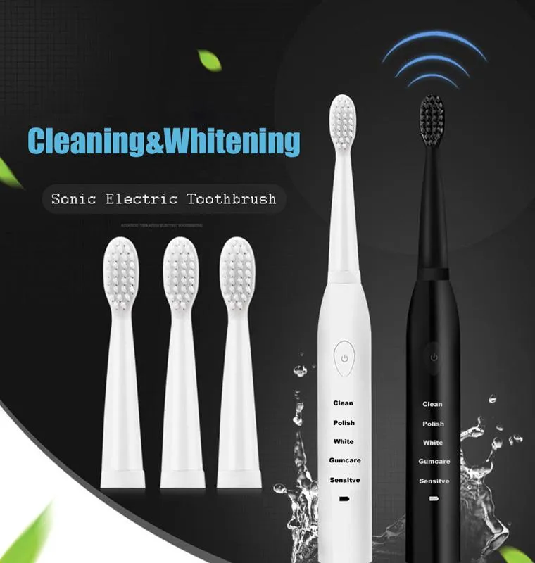 2020 32000time poderosa de Sonic escova de dentes elétrica recarregável / min Ultrasonic lavável eletrônico Whitening Waterproof escovar os dentes 4 cores