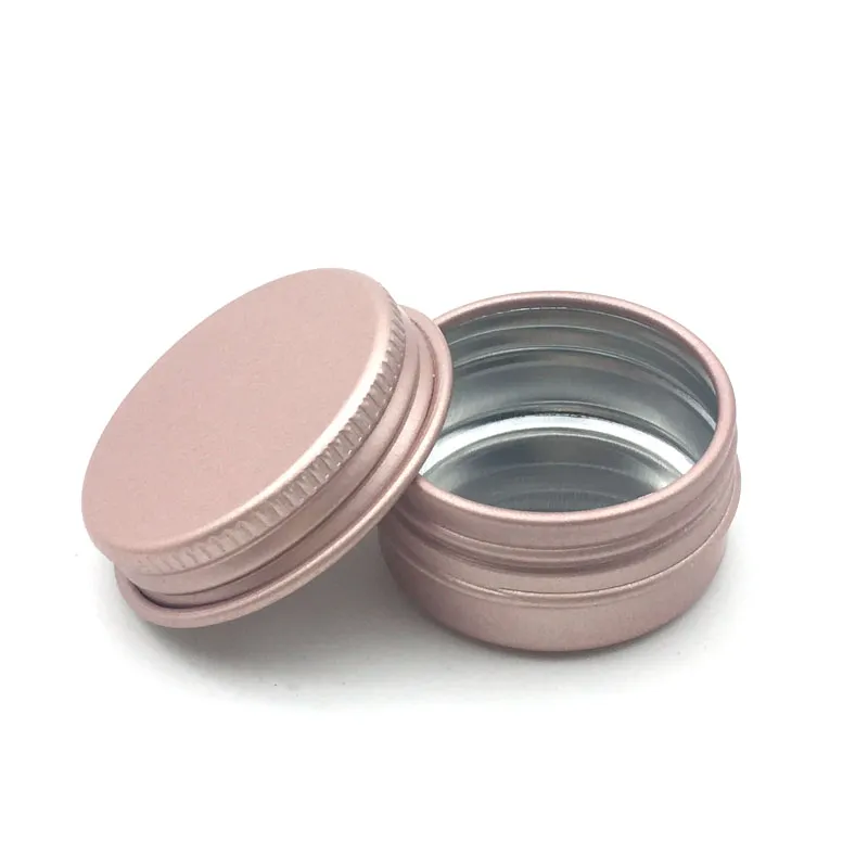 Contenitore cosmetico in alluminio vuoto da 10 g in oro rosa, vaso per balsamo per labbra, barattolo di latta per crema, unguento, crema per le mani, scatola di imballaggio