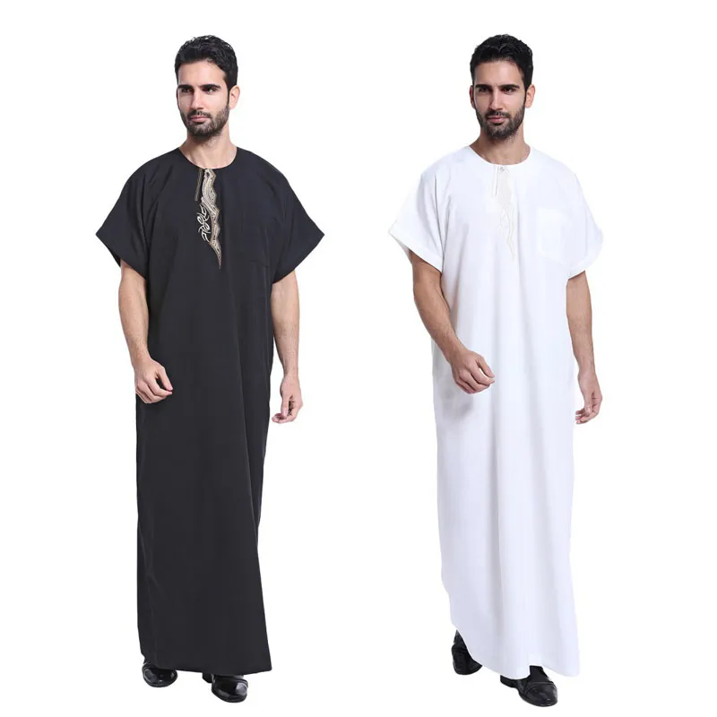 Vestuário étnico Muçulmanos árabe para homens O Médio Oriente Male Popular Vestido Thobe Árabe Islamic Abayas Mens Kaftan Robe 2021